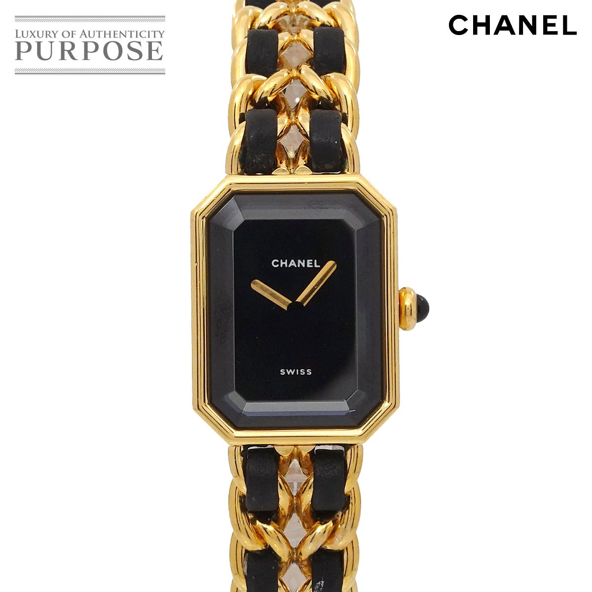 シャネル CHANEL プルミエール XLサイズ H0001 ヴィンテージ レディース 腕時計 ブラック ゴールド クォーツ ウォッチ Premiere 【中古】