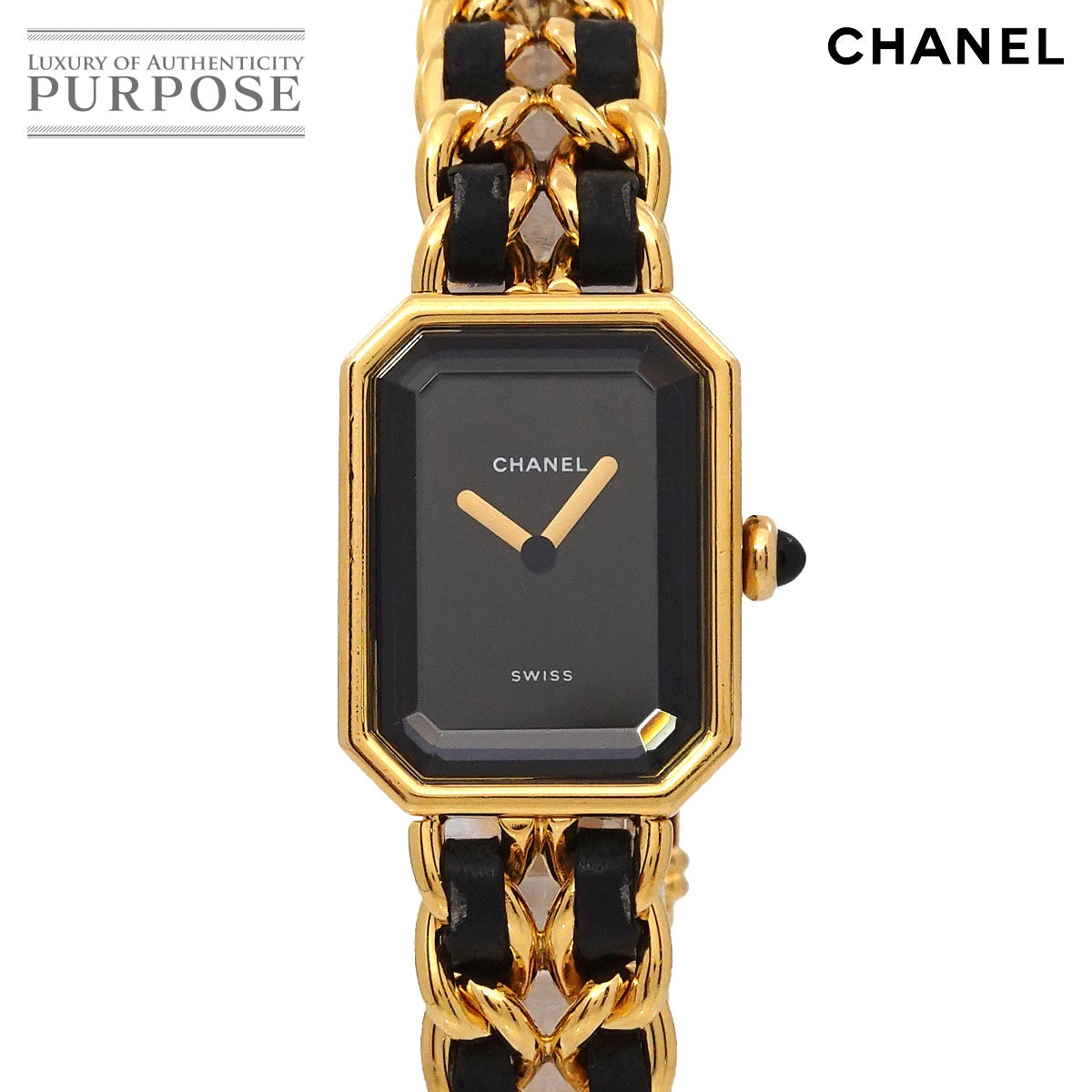 シャネル CHANEL プルミエール Lサイズ H0001 ヴィンテージ レディース 腕時計 ブラック ゴールド クォーツ ウォッチ Premiere 【中古】