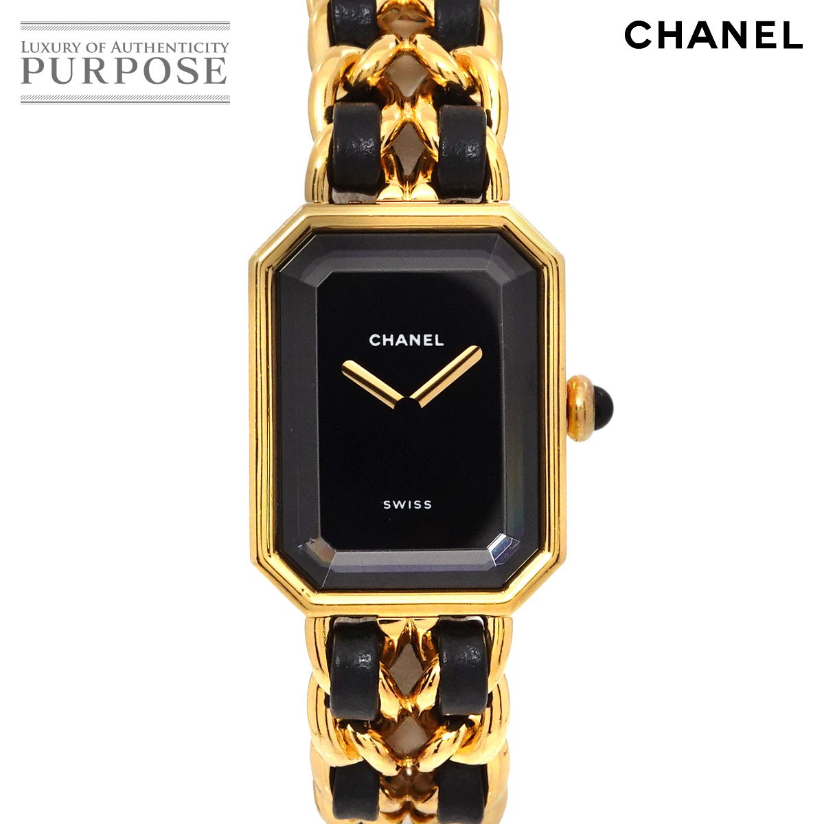 シャネル CHANEL プルミエール Sサイズ H0001 ヴィンテージ レディース 腕時計 ブラック ゴールド クォーツ ウォッチ Premiere 【中古】