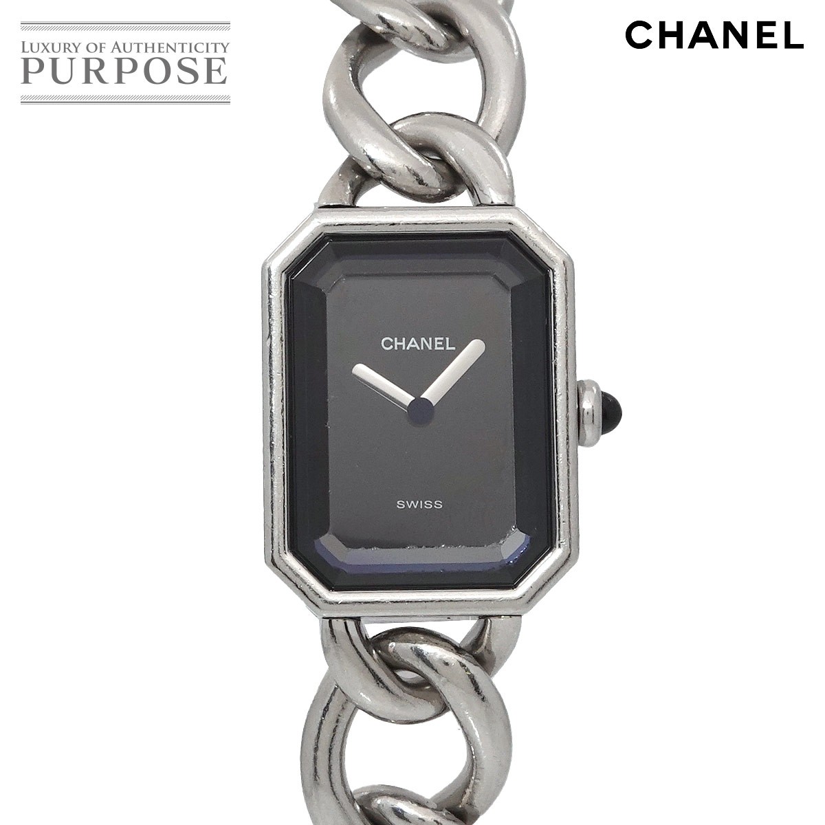 シャネル CHANEL プルミエール Lサイズ H0452 ヴィンテージ レディース 腕時計 ブラック クォーツ ウォッチ Premiere 【中古】