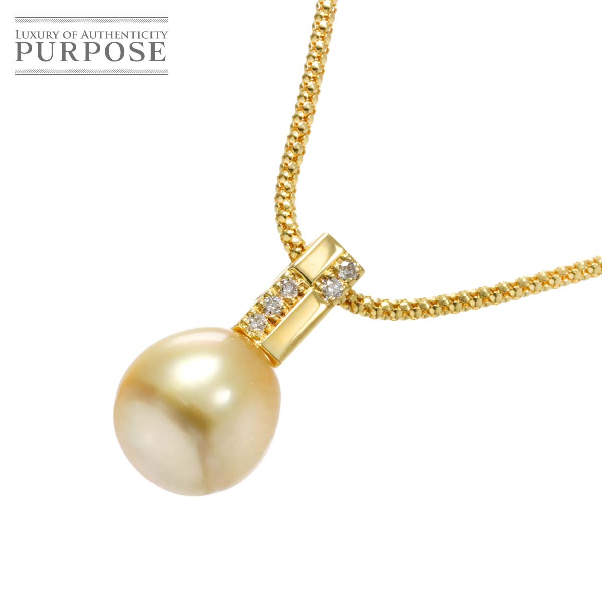 【新品仕上げ】 白蝶真珠 11.5mm ダイヤ 0.07ct K18 YG ネックレス 42cm イエローゴールド 750 パール Pearl Necklace【中古】
