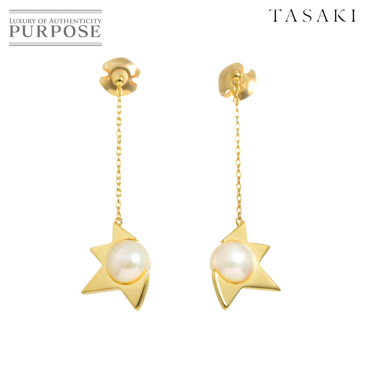 yVilz ^TL TASAKI Rbg vX AR^ 7.0mm sAX K18 YG 750 p[ c^ Comet Earrings PiercedyÁz
