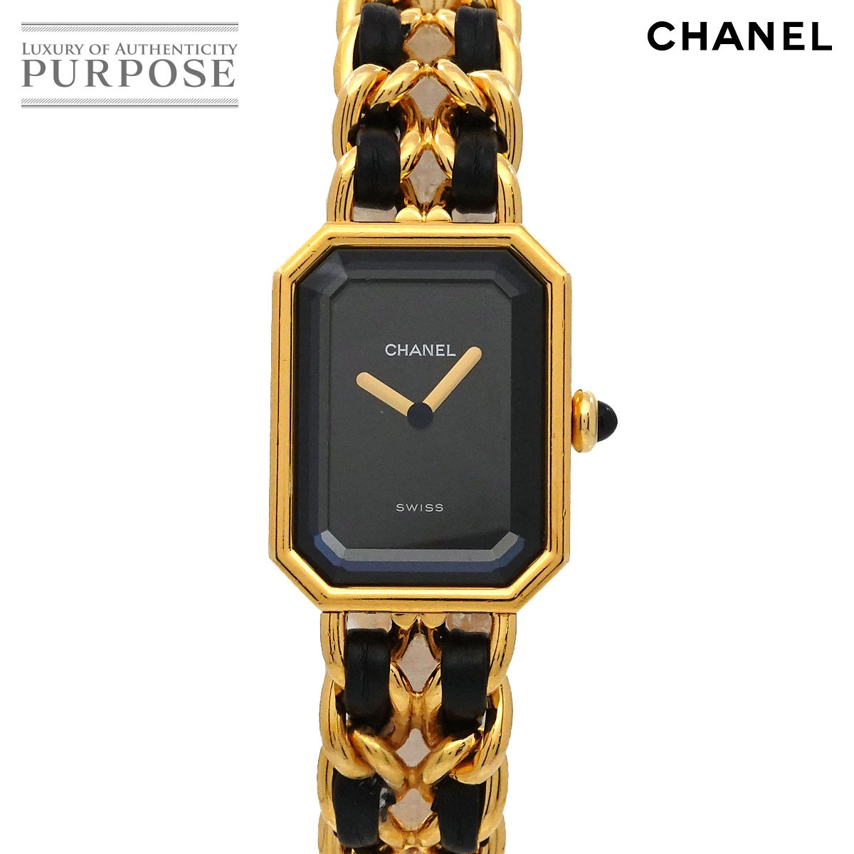 シャネル CHANEL プルミエール Lサイズ H0001 ヴィンテージ レディース 腕時計 ブラック ゴールド クォーツ ウォッチ Premiere 【中古】