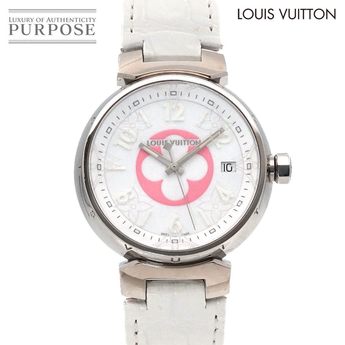 ルイ ヴィトン LOUIS VUITTON タンブール QA008 レディース 腕時計 日本限定 ホワイト クォーツ ウォッチ Tambour 【中古】