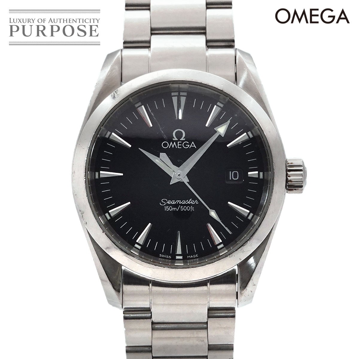 オメガ OMEGA シーマスター アクアテラ 2518 50 メンズ 腕時計 デイト ブラック クォーツ ウォッチ Seamaster Aqua Terra 【中古】