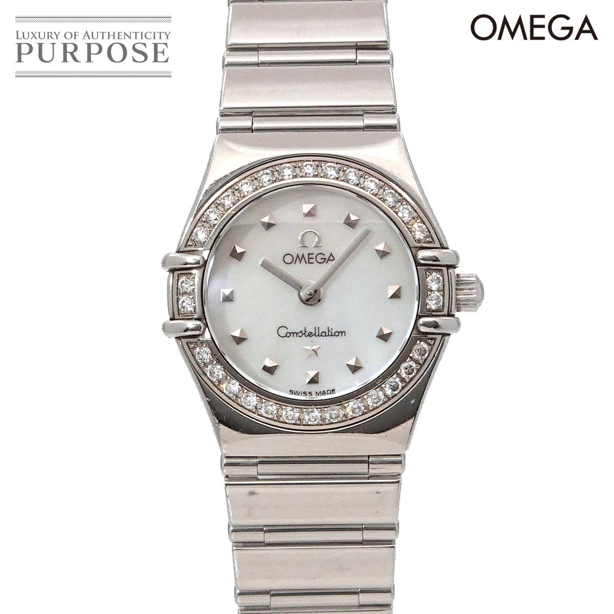 オメガ OMEGA コンステレーション ミニ マイチョイス 1465 71 ダイヤベゼル レディース 腕時計 ホワイトシェル クォーツ ウォッチ Constellation 【中古】
