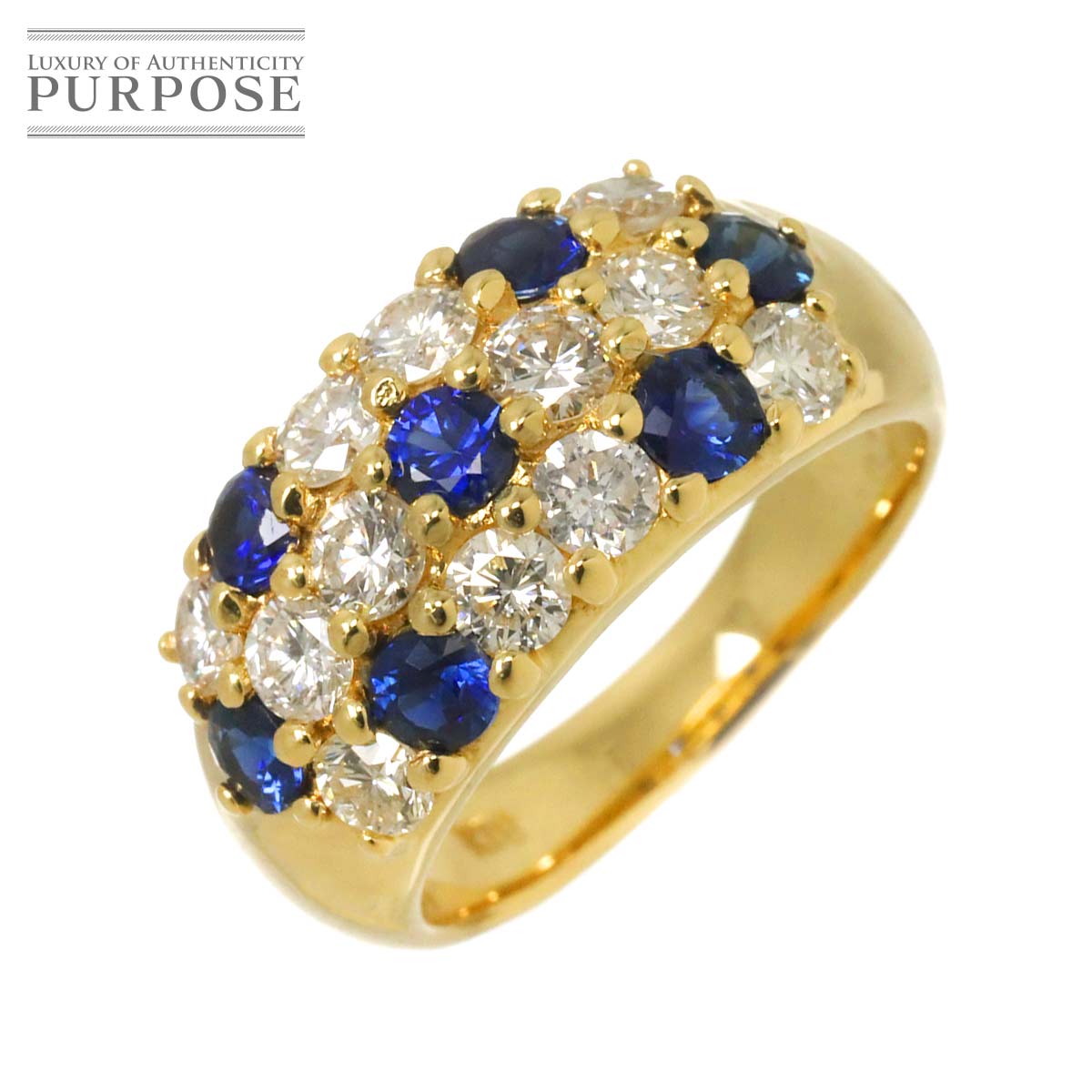 yVidグz O 11 Tt@C 1.03ct _C 1.37ct K18 YG CG[S[h 750 w yӕʃJ[htz Sapphire Ring yÁz