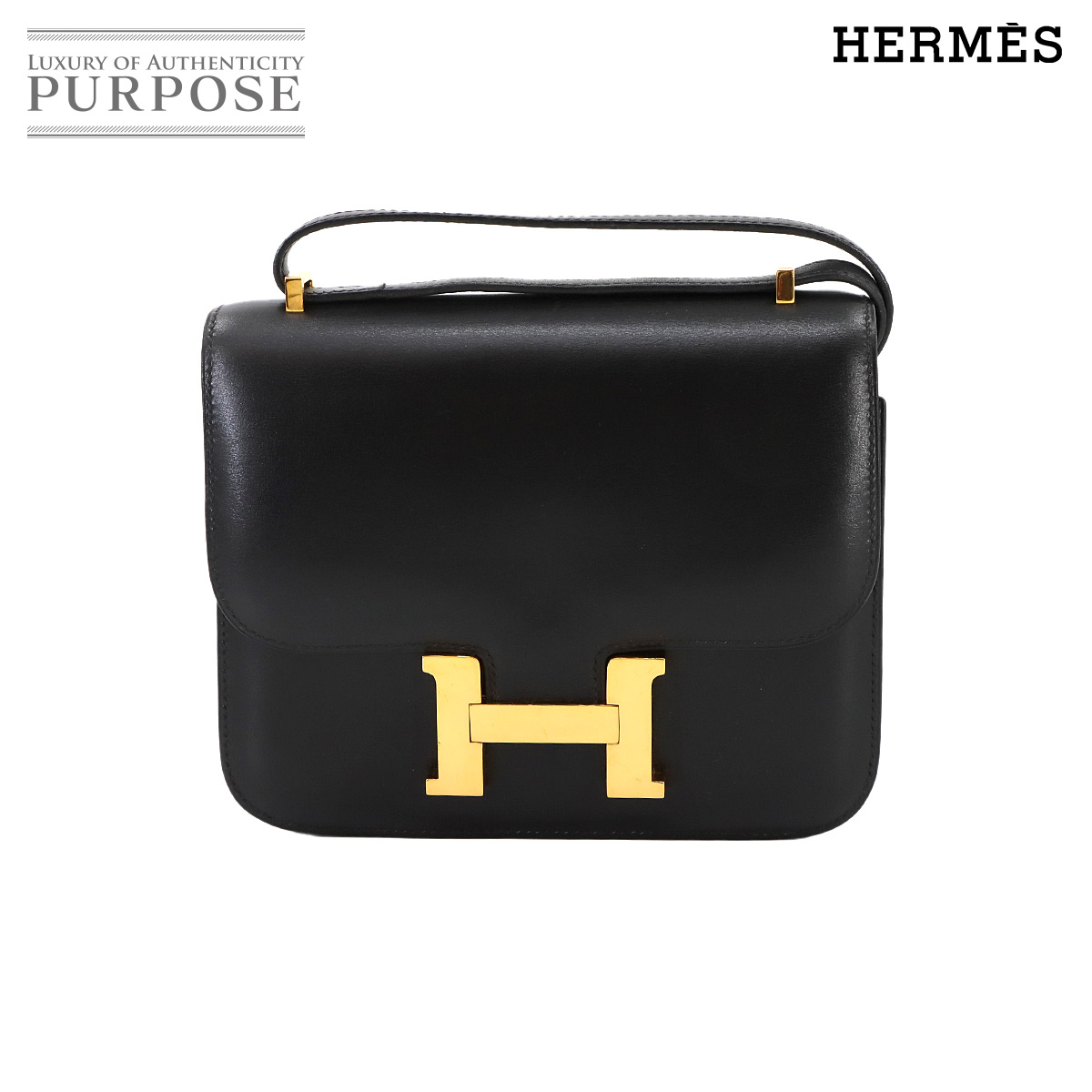 �y�V�i���l�z �G�����X HERMES �R���X�^���X �~�j 18 �V�����_�[ �o�b�O �{�b�N�X�J�[�t �u���b�N �S�[���h ���� Constance Mini 18 �y���Áz