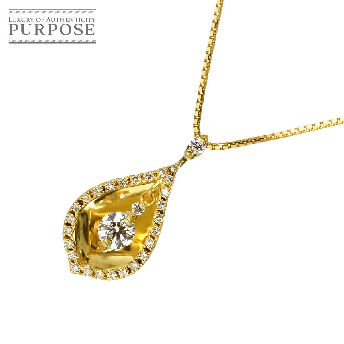 �y�V�i�d�グ�z �_�C�� 0.209ct/0.15ct �l�b�N���X 44.5cm K18 YG �C�G���[�S�[���h 750 Diamond Necklace �y���Áz