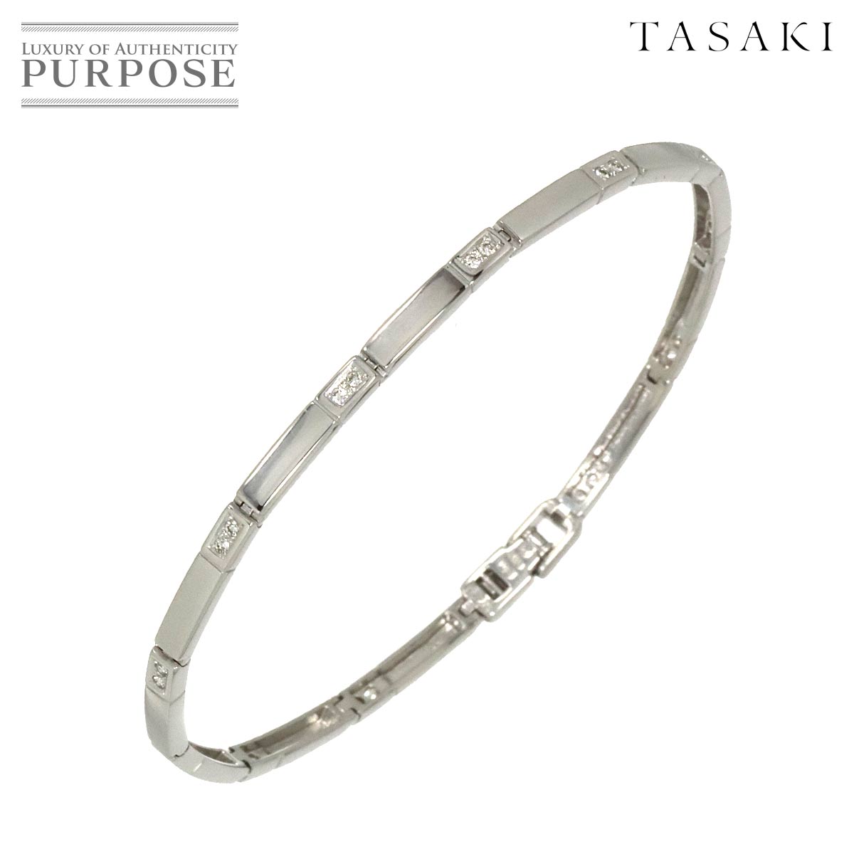 �y�V�i���l�z �^�T�L TASAKI �_�C�� 0.20ct �u���X���b�g 17.5cm K18 WG �z���C�g�S�[���h 750 �c��^�� Diamond Bracelet�y���Áz