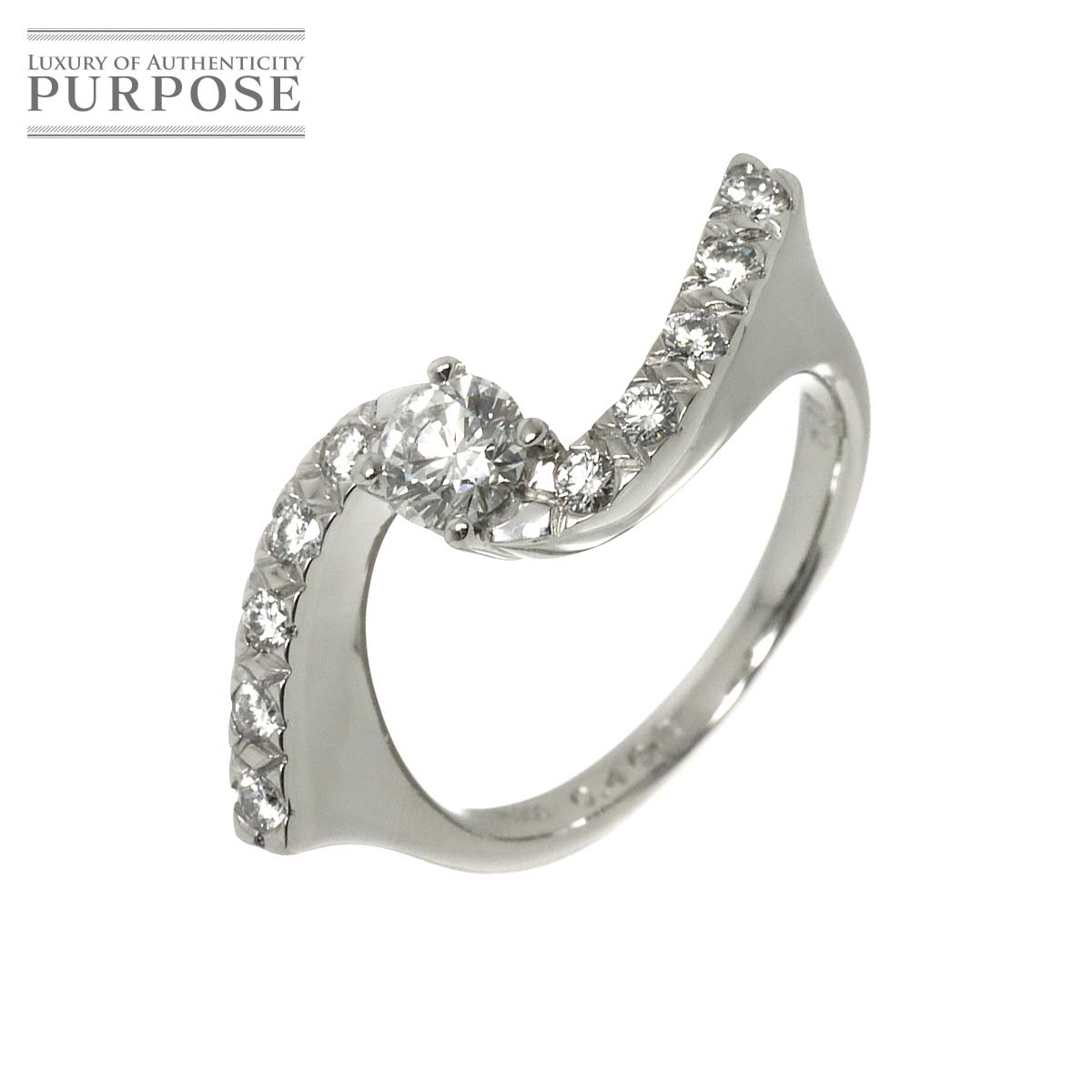 �y�V�i�d�グ�z �����O 12.5�� �_�C�� 0.402ct/0.30ct Pt �v���`�i �w�� Diamond Ring�y���Áz