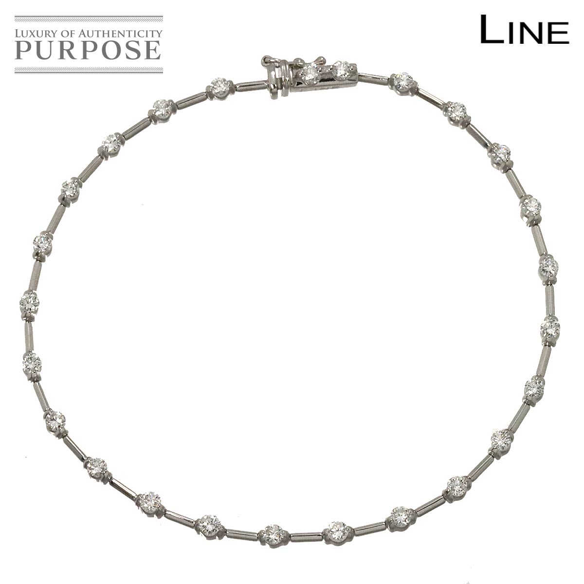 �y�V�i���l�z �f�r�A�X DE BEERS ���C�� LINE �_�C�� 1.25ct �u���X���b�g 17.5cm K18 WG �z���C�g�S�[���h 750 Diamond Bracelet�y���Áz