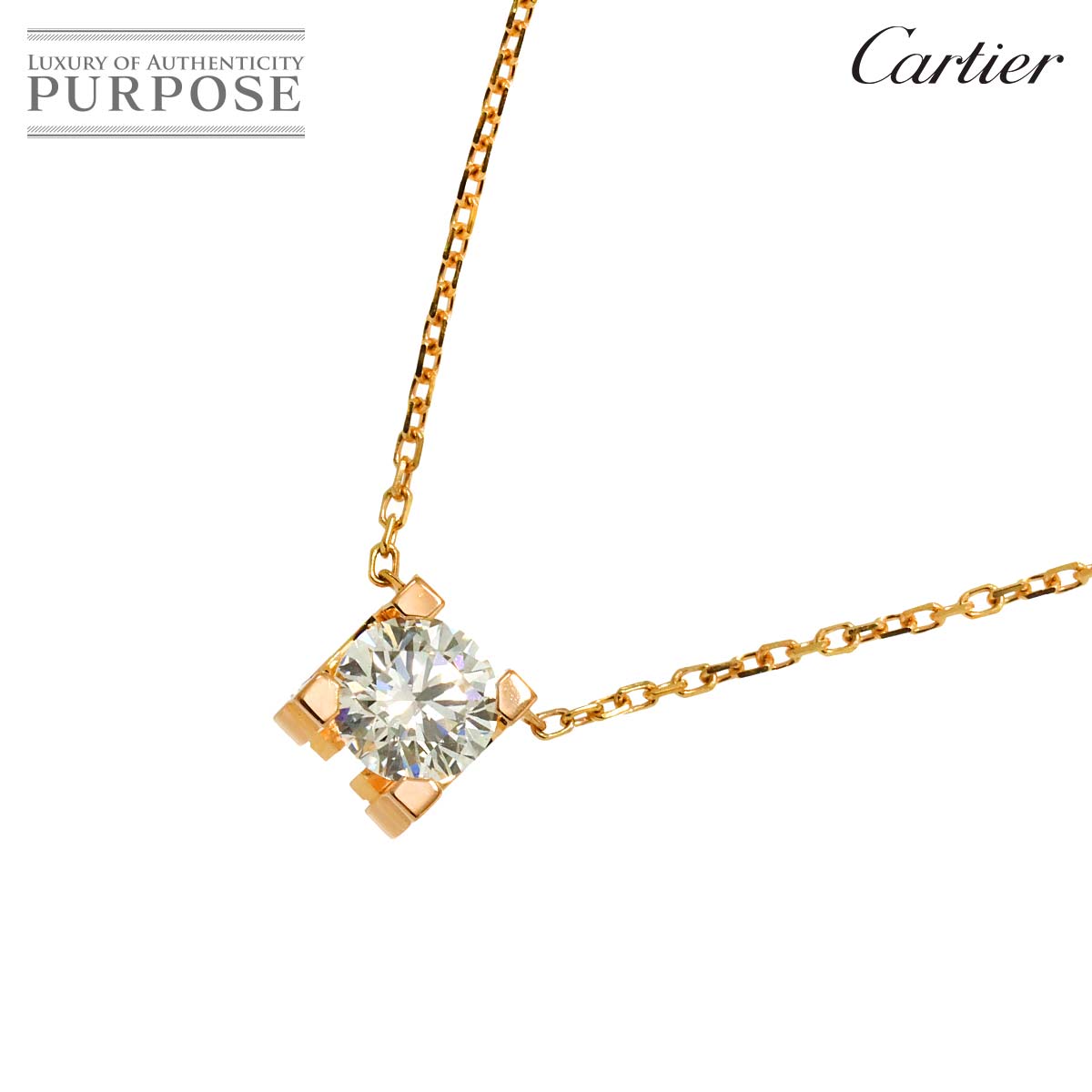 �y�V�i���l�z �J���e�B�G Cartier C�h�D �_�C�� 0.53ct H/VS2/3EX �l�b�N���X 42cm K18 PG �s���N�S�[���h 750 C De Necklace�y�ؖ����E�Ӓ菑�t���z�y���Áz