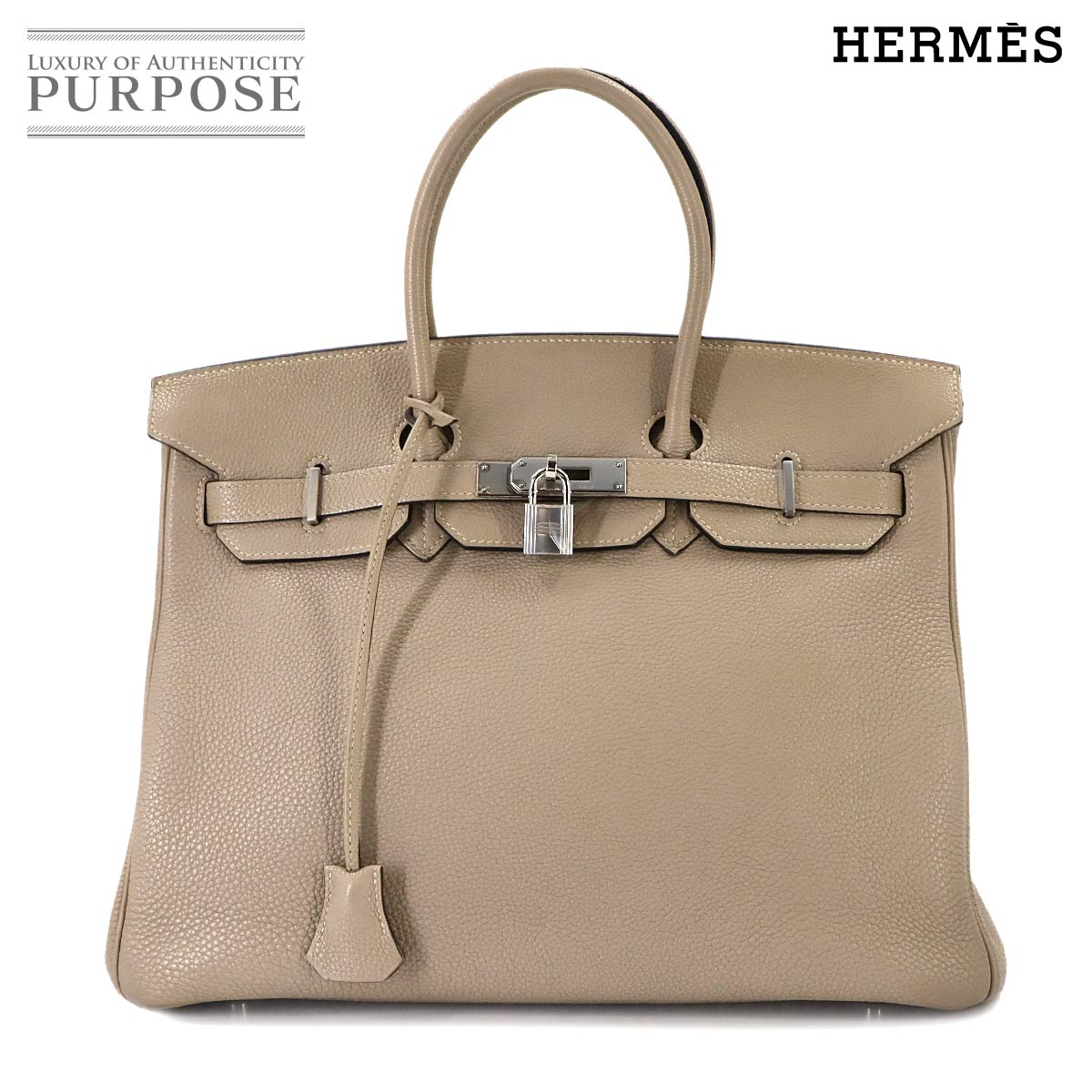 �y���i�z �G�����X HERMES �o�[�L��35 �g�S �g�D���e�B�G�[���O���[ �n���h �o�b�O ��J���� �V���o�[ ���� Birkin 35 �y���Áz