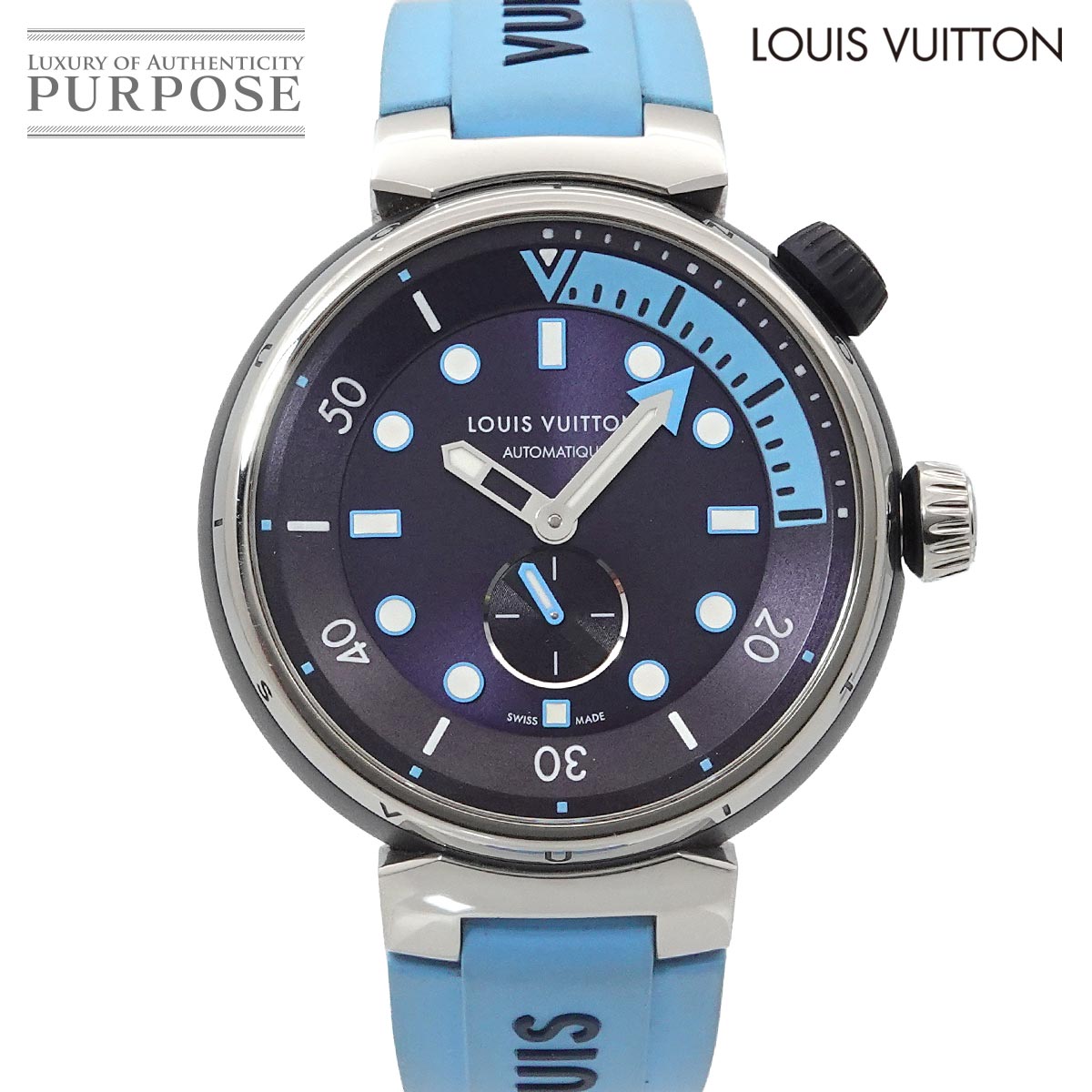 ���C ���B�g�� LOUIS VUITTON �^���u�[�� �X�g���[�g �_�C�o�[ �X�J�C���C���u���[ QA121 �����Y �r���v �l�C�r�[ �I�[�g�} �������� �E�H�b�` Tambour �y���Áz