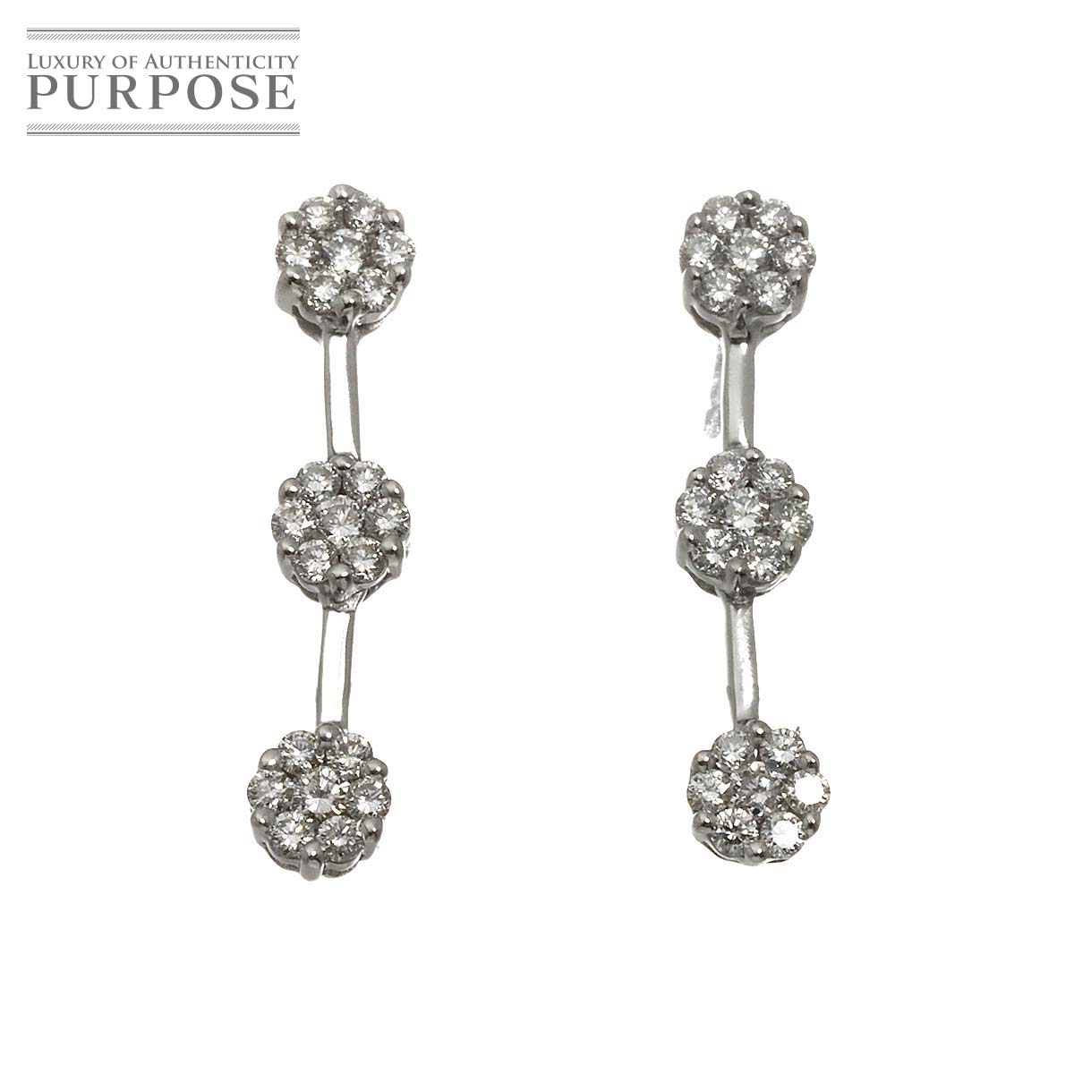 【新品仕上げ】 ダイヤ 0.30ct/0.30ct ピアス K18 WG ホワイトゴールド 750 Diamond Earrings Pierced 【中古】