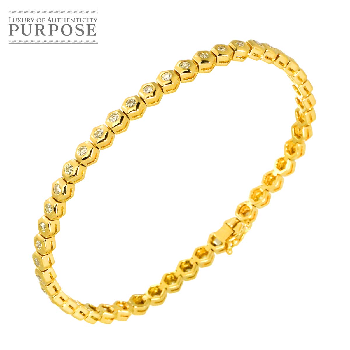 【新品仕上げ】 ダイヤ 1.50ct ブレスレット 17.5cm K18 YG イエローゴールド 750 Diamond Bracelet 【中古】