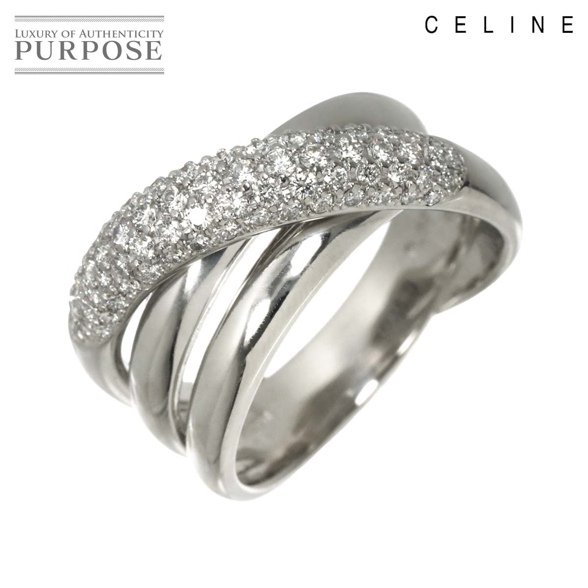 【新品同様】 セリーヌ CELINE 20号 リング ダイヤ 0.83ct Pt プラチナ 指輪 Diamond Ring【中古】
