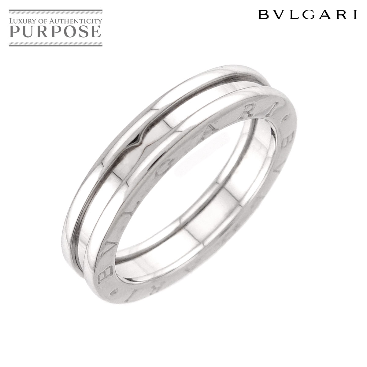 【新品同様】 ブルガリ BVLGARI ビーゼロワン 1バンド #60 リング K18 WG ホワイトゴールド 750 指輪 B-ZERO1 Ring【中古】