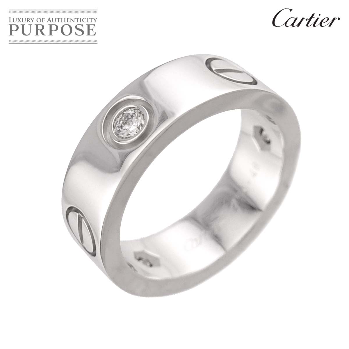 【新品同様】 カルティエ Cartier ラブ #48 リング ハーフ ダイヤ 3P K18 WG ホワイトゴールド 750 指輪 Love Ring【中古】