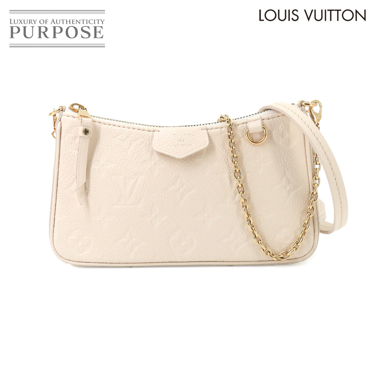 【新品同様】 ルイ ヴィトン LOUIS VUITTON モノグラム アンプラント イージー ポーチ 2way ショルダー バッグ レザー クレーム M81066 RFID Easy Pouch On Strap 【中古】