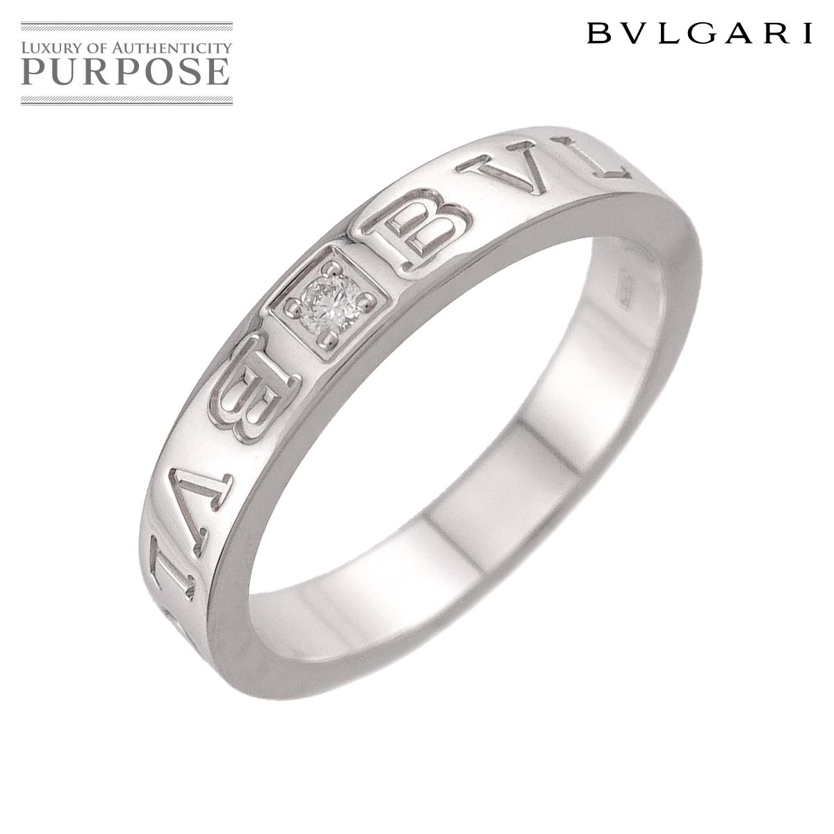 【新品同様】 ブルガリ BVLGARI ビーゼロワン エッセンシャル 18.5号 リング ダイヤ 1P K18 WG ホワイトゴールド 750 指輪 B-ZERO1 Ring【証明書付き】【中古】