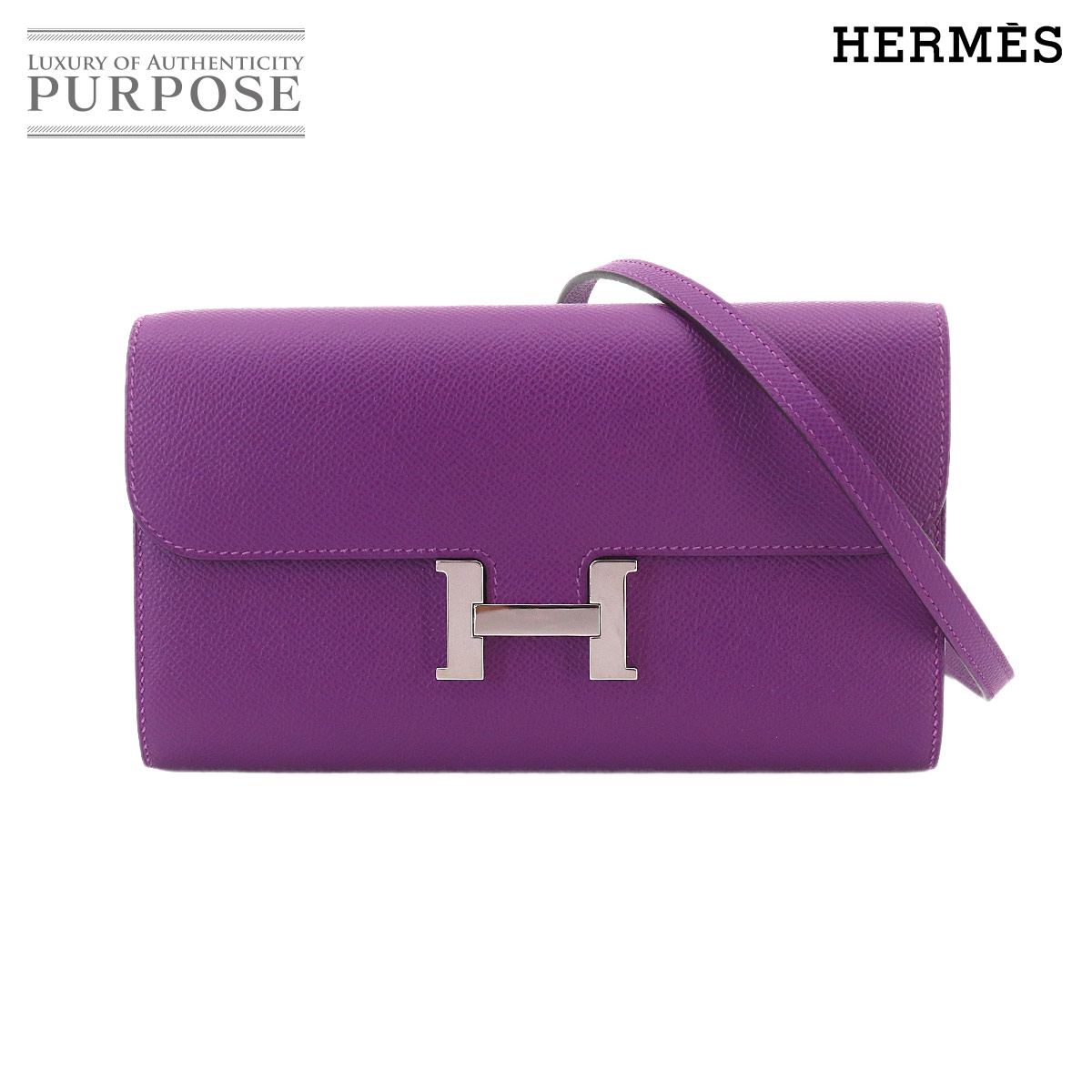 【未使用 展示品】 エルメス HERMES コンスタンスロング トゥーゴー 二つ折り 長財布 エプソン アネモネ U刻印 シルバー 金具 Constance Long To Go 【中古】