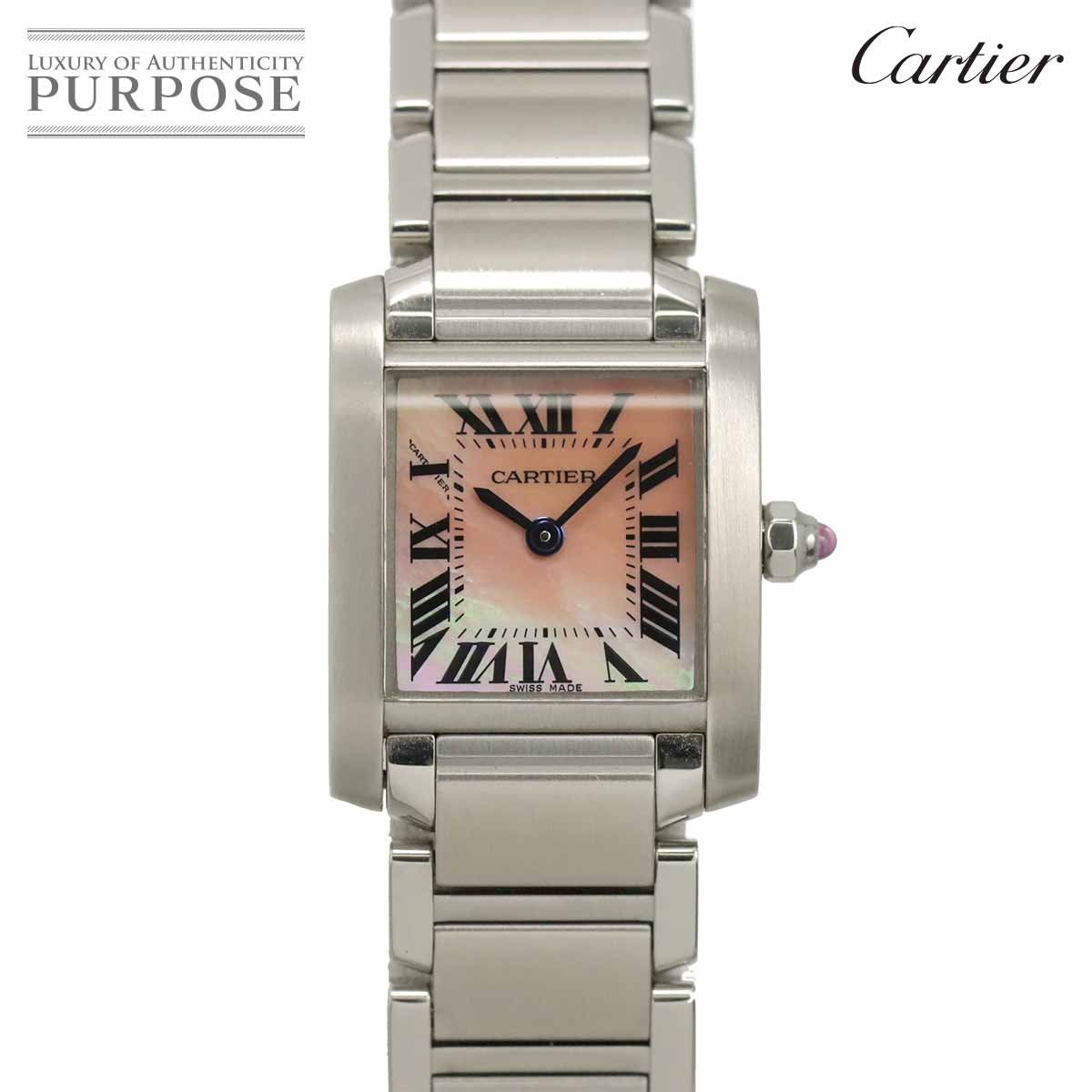 カルティエ Cartier タンクフランセーズSM W51028Q3 レディース 腕時計 ピンクシェル クォーツ ウォッチ Tank Francaise 【中古】