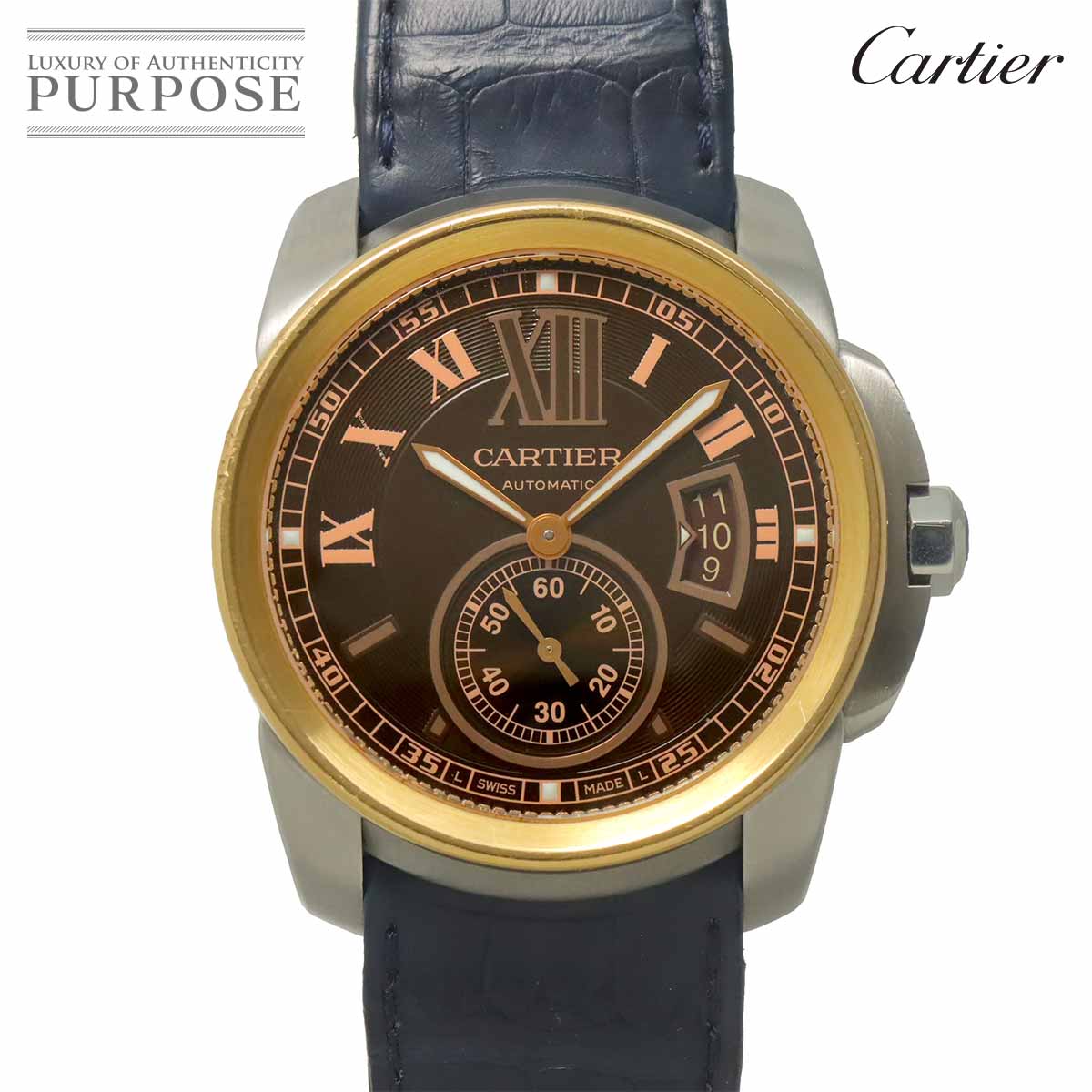 カルティエ Cartier カリブル ドゥ カルティエ コンビ W7100051 メンズ 腕時計 ブラウン PG 自動巻き ウォッチ Calibre de Cartier 【中古】