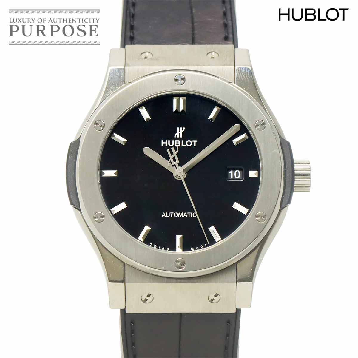 ウブロ HUBLOT クラシックフュージョン チタニウム 542 NX 1270 LR デイト メンズ 腕時計 ブラック オートマ 自動巻き Classic fusion 【中古】