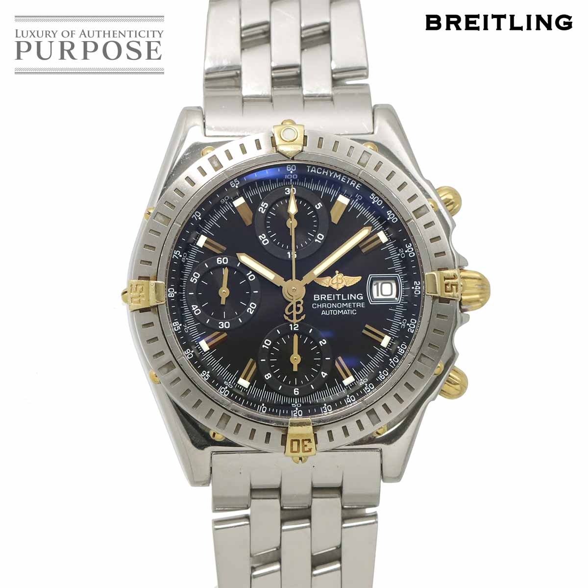 ブライトリング REITLING BREITLING クロノマット ビコロ B13352 メンズ 腕時計 デイト ブラック YG イエローゴールド オートマ 自動巻き ウォッチ Chronomat 【中古】