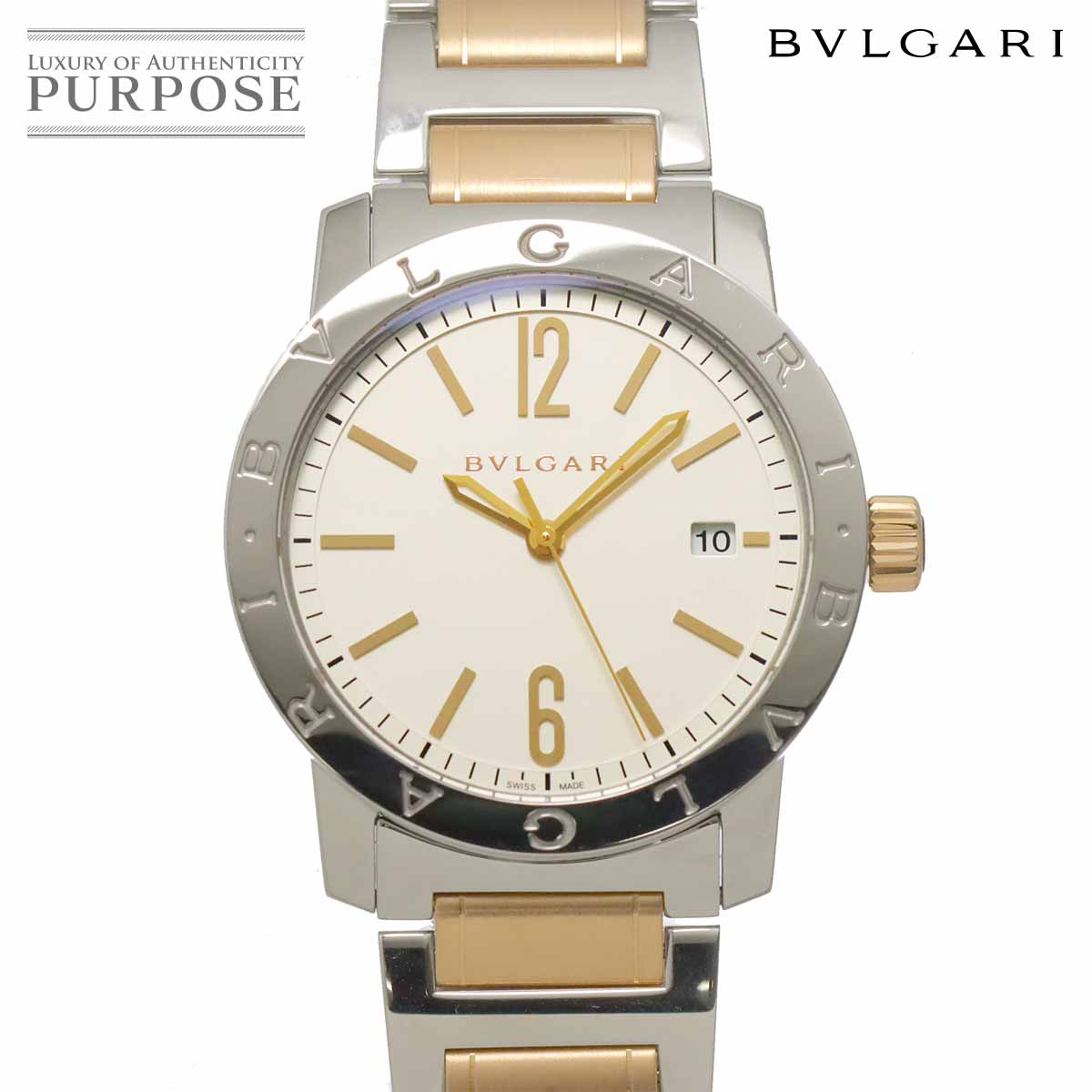 ブルガリ BVLGARI ブルガリブルガリ コンビ BB39S メンズ 腕時計 デイト シルバー PG ピンクゴールド オートマ 自動巻き ウォッチ BVLGARIBVLGARI 【中古】