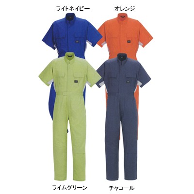 DON 413 半袖ツナギ服 バーバリー（中国製） ポリエステル65％・コットン35％ 膝ストレッチ（膝のみ内側ストレッチ素材） 帯電防止