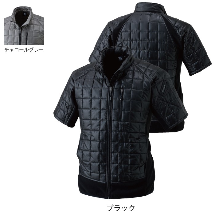 藤和 TS DESIGN 42256 マイクロリップショートスリーブジャケット マイクロリップ素材：ポリエステル100％ マイクロフリース素材：ポリエステル100％ 超軽量中綿素材：ポリエステル100％ ストレッチ 軽量 保温性