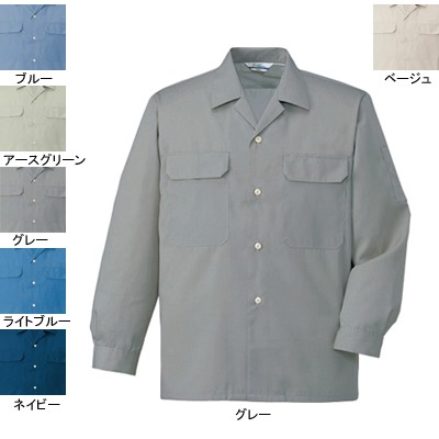 自重堂 6055 エコ製品制電長袖オープンシャツ リサイクルサマーツイル（ポリエステル65％・綿35％） 帯電防止JIS T8118適合商品