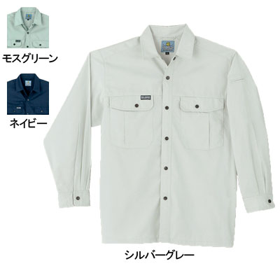 桑和 BULL WORKS 195 長袖シャツ ポリエステル65％・綿35％（T/Cソフトライトツイル）