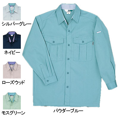 桑和 415 長袖シャツ 制電性素材 ポリエステル65％・綿35％（エコ素材・T/Cソフトライトツイル）