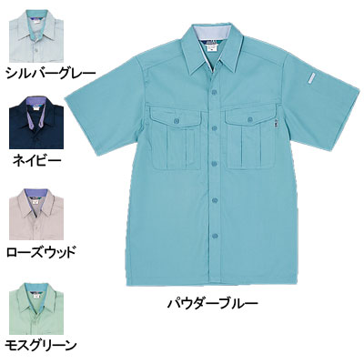 桑和 417 半袖シャツ 制電性素材 ポリエステル65％・綿35％（エコ素材・T/Cソフトライトツイル）