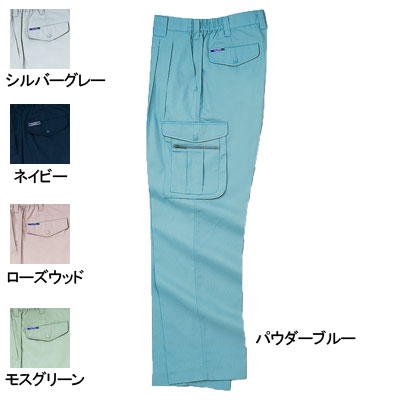 桑和 418 カーゴパンツ［ツータック］［脇ゴム入り］ 制電性素材 ポリエステル65％・綿35％（エコ素材・T/Cソフトライトツイル）