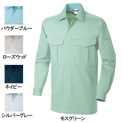 桑和 4115 長袖シャツ 制電性素材 ポリエステル65％・綿35％（T/Cソフトツイル）