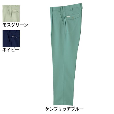 桑和 9519 ワンタックスラックス ポリエステル90％・綿10％（裏綿） ストレッチレベル1（伸縮率15％未満） 制電性素材 二重織 撥水 ソフト加工 防汚加工 イージーケア