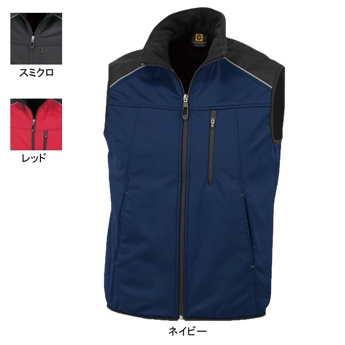 コーコス G-2249 防風ストレッチベスト （表）3層防風ボンディング（裏フリース）、（肩部分）オックス （表）ポリエステル100％、（肩部分）ポリエステル100％ ストレッチ 耐水圧5,000mm