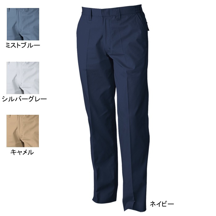 桑和 BULL WORKS 1339 脇ゴム入りスラックス［ノータック］ 制電性素材 ポリエステル65％・綿35％