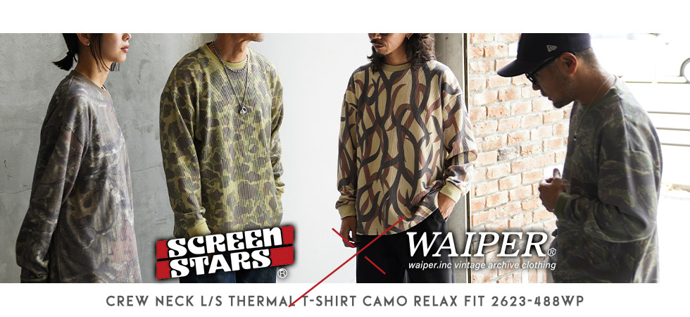 SCREEN STARS�~WAIPER 2623-488WP �N���[�l�b�N L/S �T�[�}��T�V���c CAMO RELAX FIT