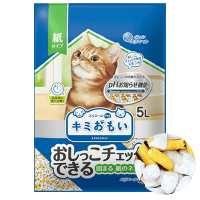 おしっこチェックできる固まる紙の猫砂 5L