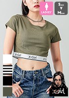 u X-girl GbNXK[ v LOGO AND STRIPE CROPPED S/S TOP S Ah XgCv Nbvh gbv 105242013025