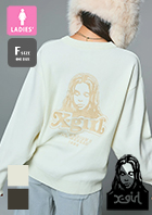 �u X-girl �G�b�N�X�K�[�� �v FACE EMBROIDERY KNIT TOP �t�F�C�X �G���u���C�_���[�@�j�b�g �g�b�v 105254015002