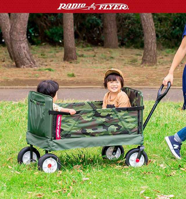 Radio Flyer ラジオフライヤー 3-in-1 オフロードカモワゴン 3975Z カモフラージュ 2人乗り キャリーワゴン キャリーカート  ベンチ 台車 折りたたみ 乗用玩具 レジャー ピクニック 室内 外 外遊び おもちゃ 収納 おもちゃ箱 乗り物 子供 送料無料の通販はau PAY  ...