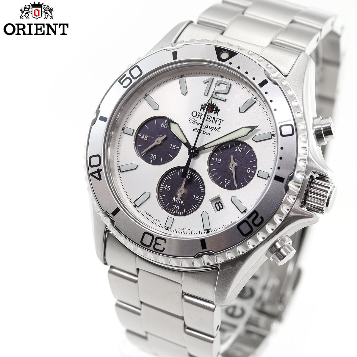 オリエント ORIENT スポーツ ソーラーパワード WWFコラボレーション 限定モデル 腕時計 メンズ  RN-TX0205S クロノグラフ マコ Mako