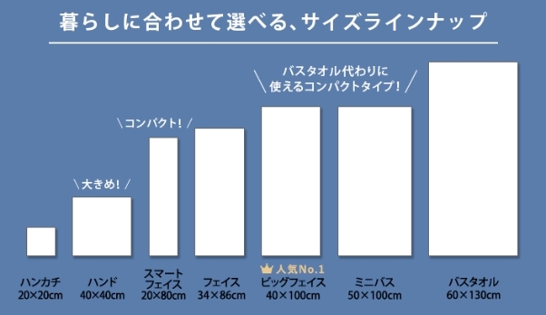 暮らしに合わせて選べる、サイズラインナップ